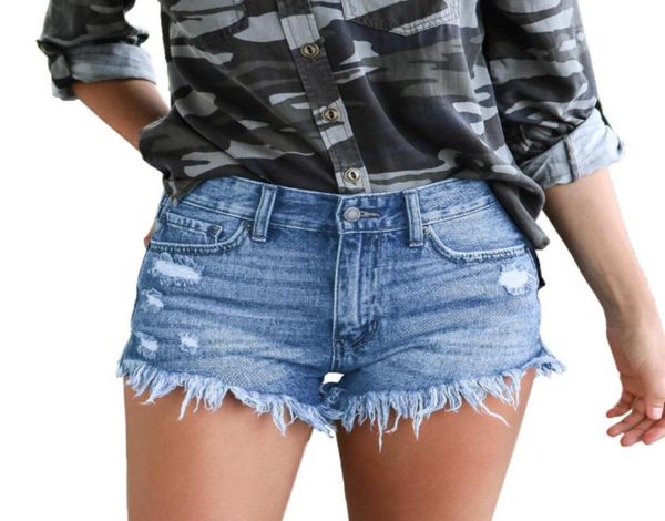

womens ripped denim shorts shorts frayed raw hem 5 pockets button closure denim shorts push up butt ouc4052659277, White;black
