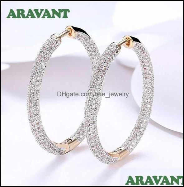 

hoop hie earrings jewelry 925 sier 34mm 18k gold circle for women fashion wedding 220119 drop delivery 2021 498ec7117208, Golden;silver