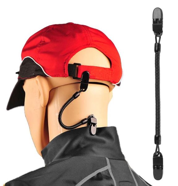 

5pcs fishing cap retainer hat leash windy clip holder black pvc cord strap windproof clips fishing apparel keeper holder5182516, Black;white