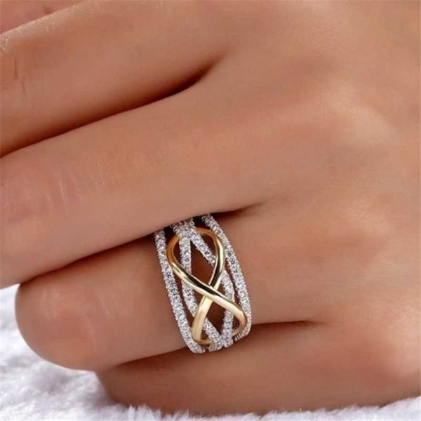 

band rings king new fashion infinite love ring heart-shaped ring ladies two-color wedding engagement r230822, Silver