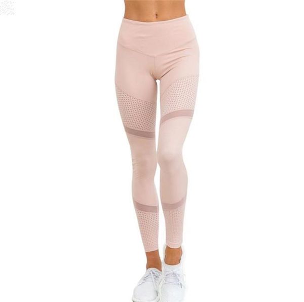 

new mesh pattern print leggings fitness leggings for women sporting workout leggings elastic trousers slim pink pants 420336, Black