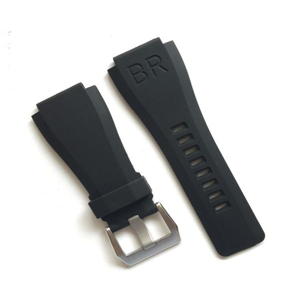

rubber strap band for br br01 br01-92 01-92 watch bracelet strap replace repair fix accessory watchmaker buckle clasp265b, Black;brown
