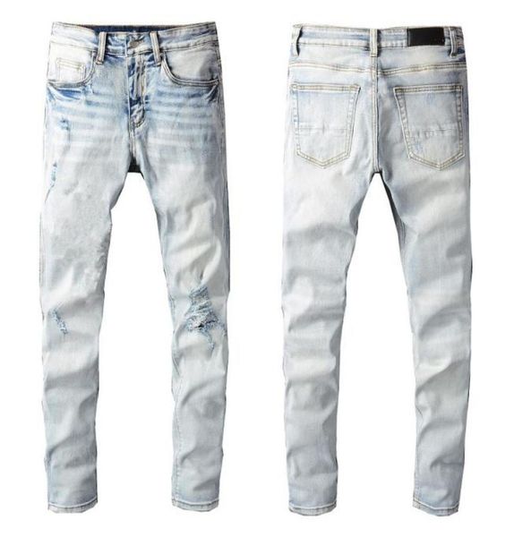 

mens jeans angel kid print for young guys rip slim fit skinny man pants wearing biker denim stretch cult stretch motorcycle trendy2907787, Blue