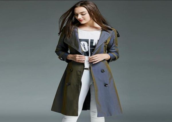 

chameleon trench coat for women long sleeves coats womens casaco feminino overcoat woman spring ladies autumn european bai702135403, Tan;black