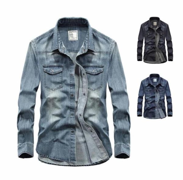 

men039s casual shirts drop fashion mens denim shirt long sleeve 100 cotton handsome hombre jean plus size s4147824809628, White;black