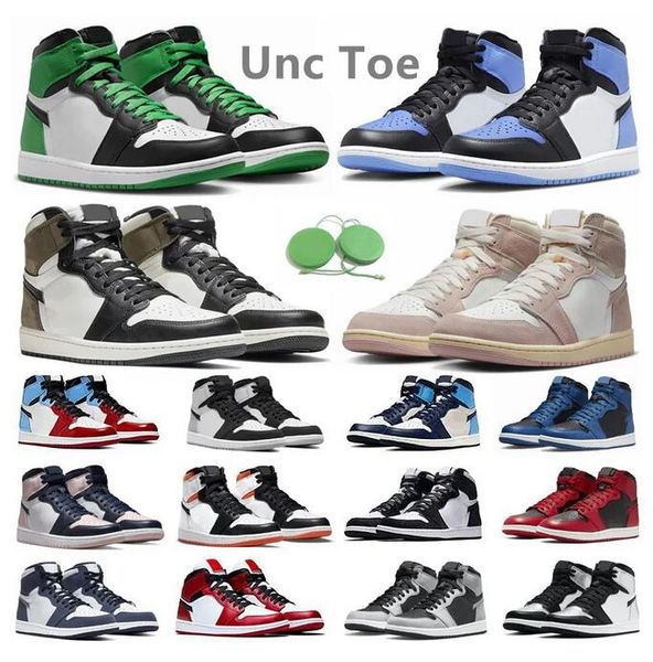 

men women 1s basketball shoes air jorban 1 patent bred sneakers retro stage haze starfish off chicago university blue yellow og shoe, Black