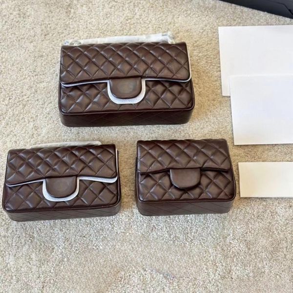 

bags designer women bag new color coffee color cf classic flap bag thread diamond lattice crossbody bag metal hardware chain shoulder bag wo
