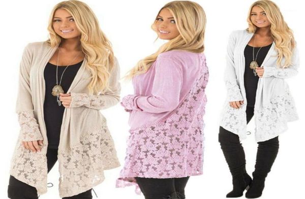 

women irregular lace floral casual long sleeve shawl jacket coat outwear cardigan female clothes fall spring plus size l5xl14044228, Black;brown