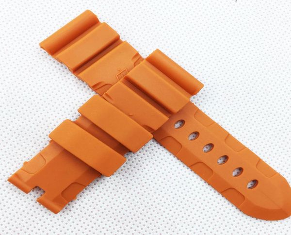 

24mm 12075mm fashion orange silicone rubber water proof sport band strap for lunminor radiomir watch6152660, Black;brown