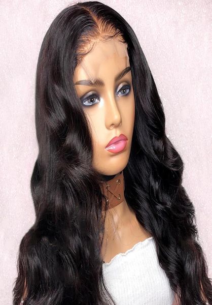 

134 lace front human hair wigs 130 body wave for women pre plucked hair brazilian remy low ratio bleach knots7703114, Black