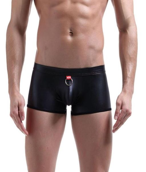 

imitation leather underwear men boxers spandex underwear man black panties comfortable underpants male boxer short undershort1578766, Black;white