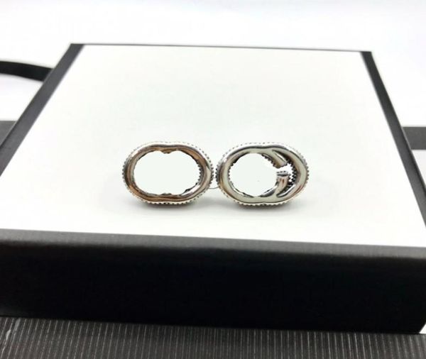 

s925 vintage classic charm stud for women hollow letter black silver earring solid color punk earrings1288359, Golden;silver