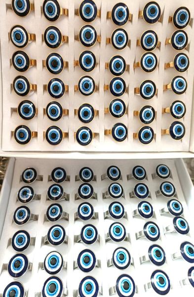 

whole 20pcs ring evil eye stainless steel rings party jewelry silver gold mix9202412, Slivery;golden