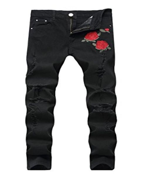 

clotpus men039s slim fit ripped stretch jeans destroyed skinny pants with holes6386984, Blue