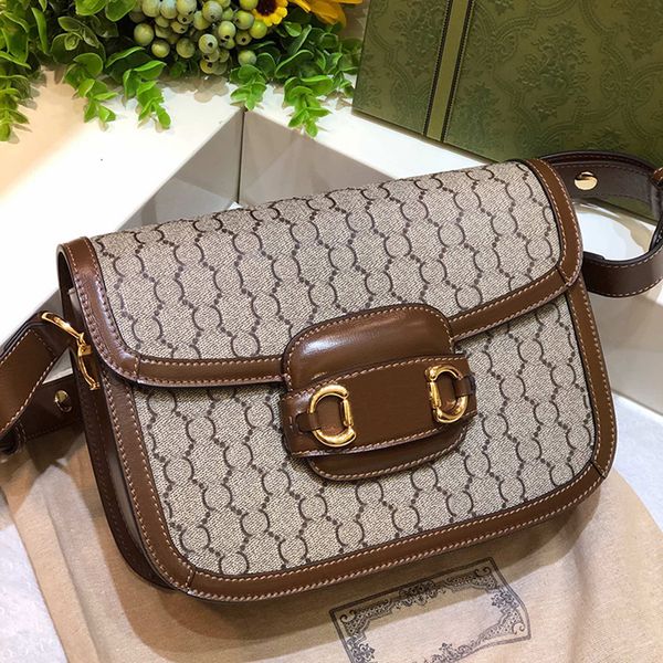 

designer small shoulder bag 25cm horsebit 1955 saddle bags 10a mirror quality genuine leather crossbody bags women flap bags 602204 with box