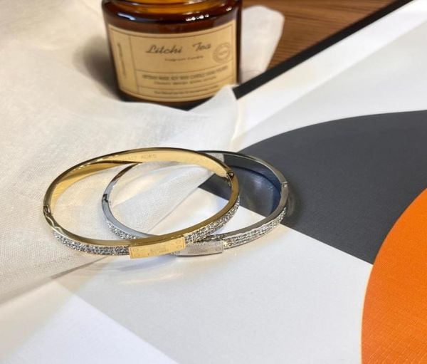 

highly quality bracelets women bangle luxury designer jewelry crystal 18k gold plated 925 silver plated stainless steel lovers gif1568329, Black
