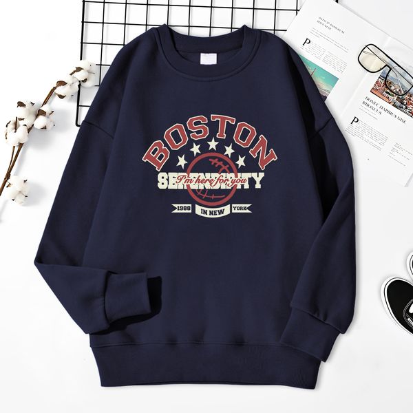 

men's hoodies sweatshirts boston i'm here for you 1988 in york prints clothes casual fleece streetwear loose sweater cotton o-neck, Black