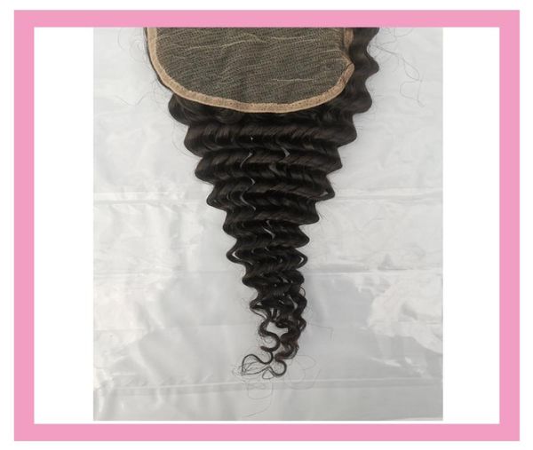 

indian human hair 5x5 lace closure with baby hairs deep wave curly whole natural color 1026inch7319006, Black;brown
