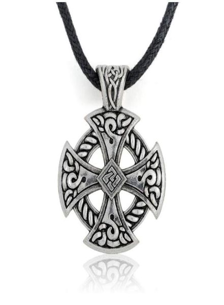 

gx123 viking religious vintage circle cross design hammer pendant pagan traditions adjustable cool men rope necklace jewelry for m5200733, Silver