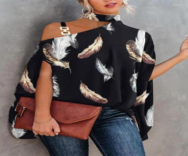 

women039s blouses summer hollow batwing sleeve office shirts 2023 retro print pattern street pullover fashion halter chain 4805243, White