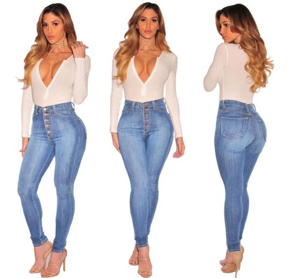 

real pos 4colors women designer jeans skinny push up high waisted slim fit denim pants slim denim skinny ripped jeans whol2061147, Blue