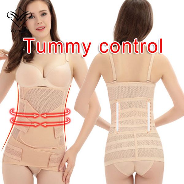 

women postpartum abdominal band three set corset body shaper latex slim belt shapewear, Black;white