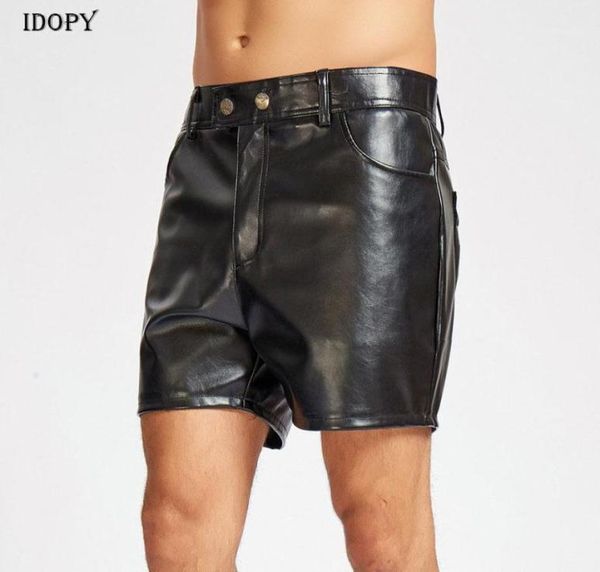 

idopy punk leather short pants male hair stylist nightclub summer pu stage performance hip hop men clothing shorts men039s8198742, White;black