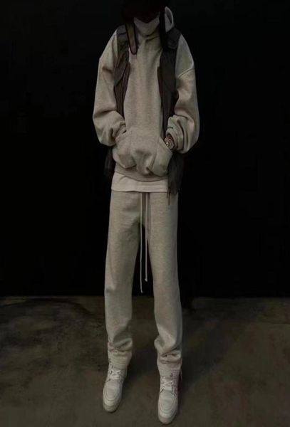 

streetwear joggers solid drawstring sweatpants mens and womens straight oversized pockets casual trousers70031321541745, Black