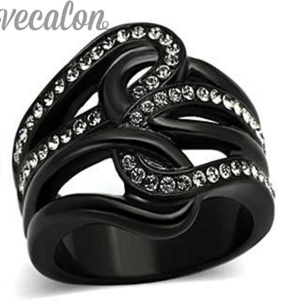

vecalon brand fashion wedding band ring for women z simulated diamond cz 10kt black gold filled female party finger ring7477082835475, Slivery;golden
