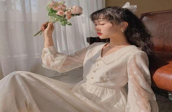 

casual dresses french vintage dress women style retro chiffon fairy long sleeve spring autumn clothes lady vestido1132855, Black;gray