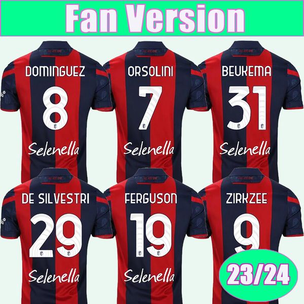 

23 24 bologna mens soccer jerseys posch orsolini dominguez zirkzee ferguson de silvestri beukema barrow home football shirt short sleeve uni, Black;yellow