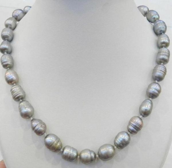 

18quot1112 mm round tahitian black green pearl necklace0125400204, Silver