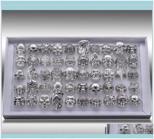 

band jewelrymixed 20pcs uality gothic punk assorted whole lots skull style bikers mens vintage tibetan rings ekdx2 zp4vs 6881919, Silver
