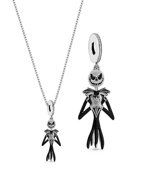 

fit original brand charm bracelet authentic 925 sterling silver black jack pumpkin pendant bead for making women halloween necklac2758762