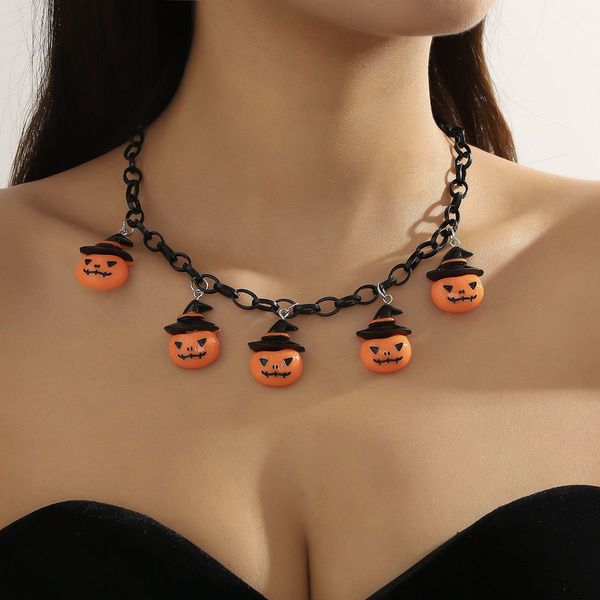 

fun pumpkin bat ghost halloween necklace collar chain girl, Silver