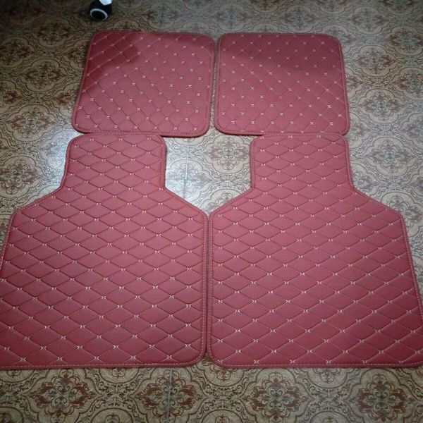 

4pcs wine red pu leather universal car floor mats front rear liner carpet268n