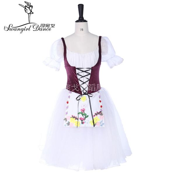 

ballet stage costume la fille mal gardee women girls professional ballet long tutu dress wine romantic ballet tutu costume b256f, Black;red