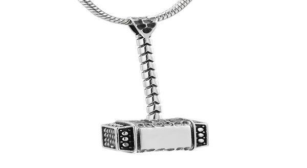 

ijd10533 hammer pendant stainless steel cremation keepsake pendant for ashes urn necklace men women souvenir memorial jewelry9796383, Silver