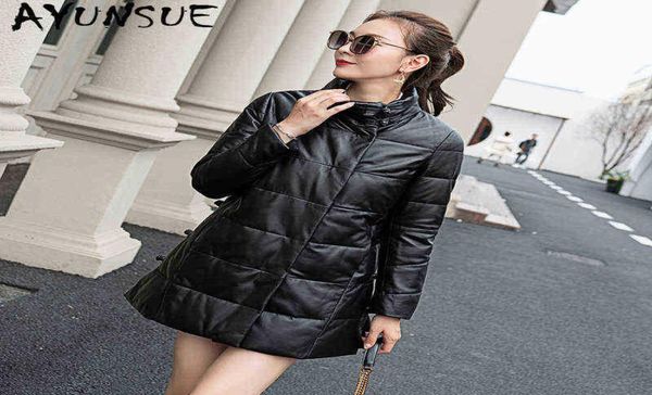 

ayunsue women winter sheepskin coat female 100 real natural genuine leather coat women clothing 2020 lw3877 j2207271196106, Black