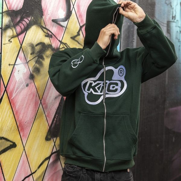 

men's hoodies sweatshirts y2k harajuku letter print hoodie retro gothic punk zip up sleeve loose jacket coats casual graphic streetwear, Black