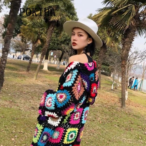 

women's knits tees pokiha fashion women vintage tassel knitted hooded cardigan sweater bohemian printed long sleeve female outerwear ch, White