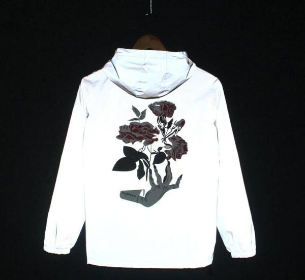 

new ghost hand rose flower men jacket autumn reflective 3m jacket hip hop waterproof windbreaker men coat3183849, Black;brown
