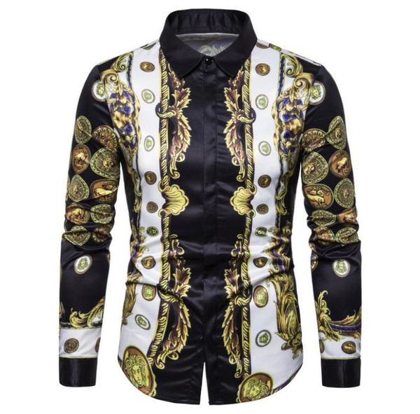 

men shirts slim long sleeve fashion floral shirt internet celebrity stage costume hawaiian holiday nightclub singer host4844317, White;black