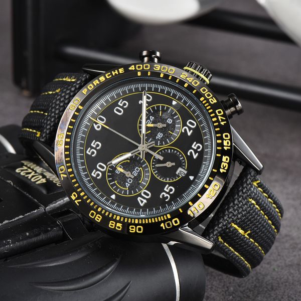 

mens luxury sports watches designer brand watch 3 dial quartz wristwatches men fashion silicone strap multi color military analog clock tag, Slivery;golden
