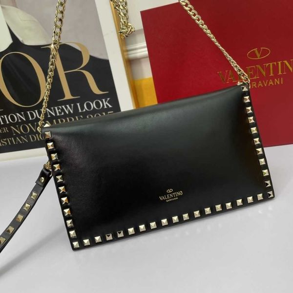 

simple fashionable handheld bag metal rivet small bag chain bag cowhide portable handbag women's shoulder bag v bags vjtt