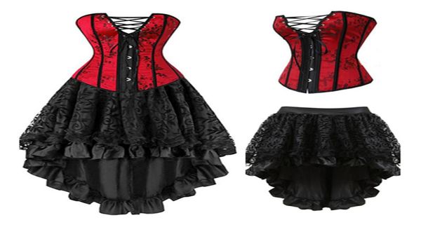

2020 fashion corsets dresses plus size costume red corset and skirt lingerie set1562515, Black;white