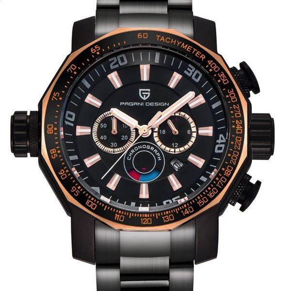 

watches men luxury brand pagani design sport watch dive military watches big dial multifunction quartz wristwatch reloj hombre168h, Slivery;brown