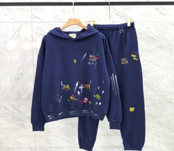 

2022 autumn winter splash ink painted hoodie pencils pants tracksuit oversize suit skateboard hoody men women streetwear ho9434619, Black