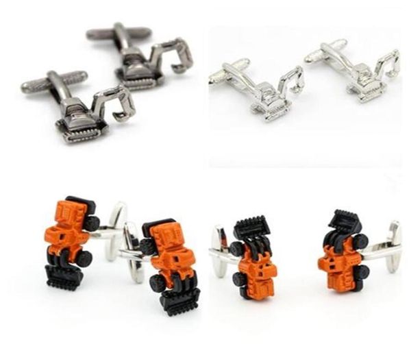 

10pairslot creative excavator model mini digger links shirt bottons cufflinks mens jewelry5034935, Silver
