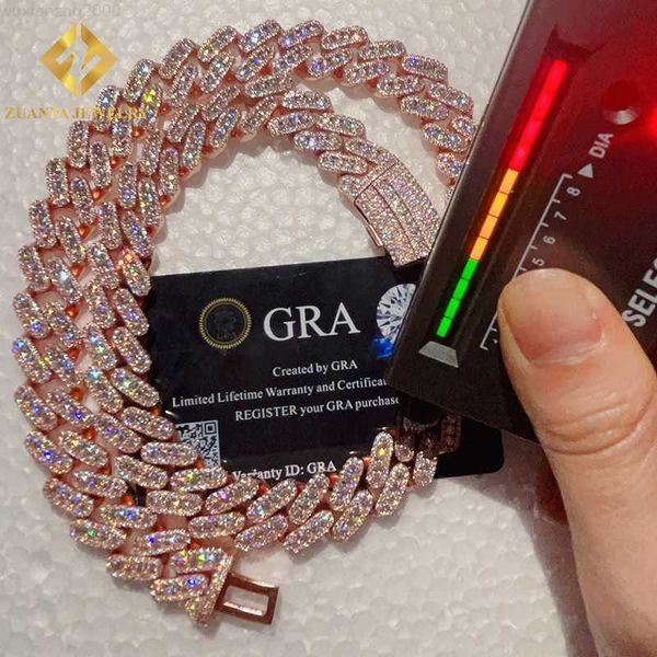 

moissanite necklace men ready to ship hip hop jewelry 925 sterling silver vvs moissanite iced out cuban link chain